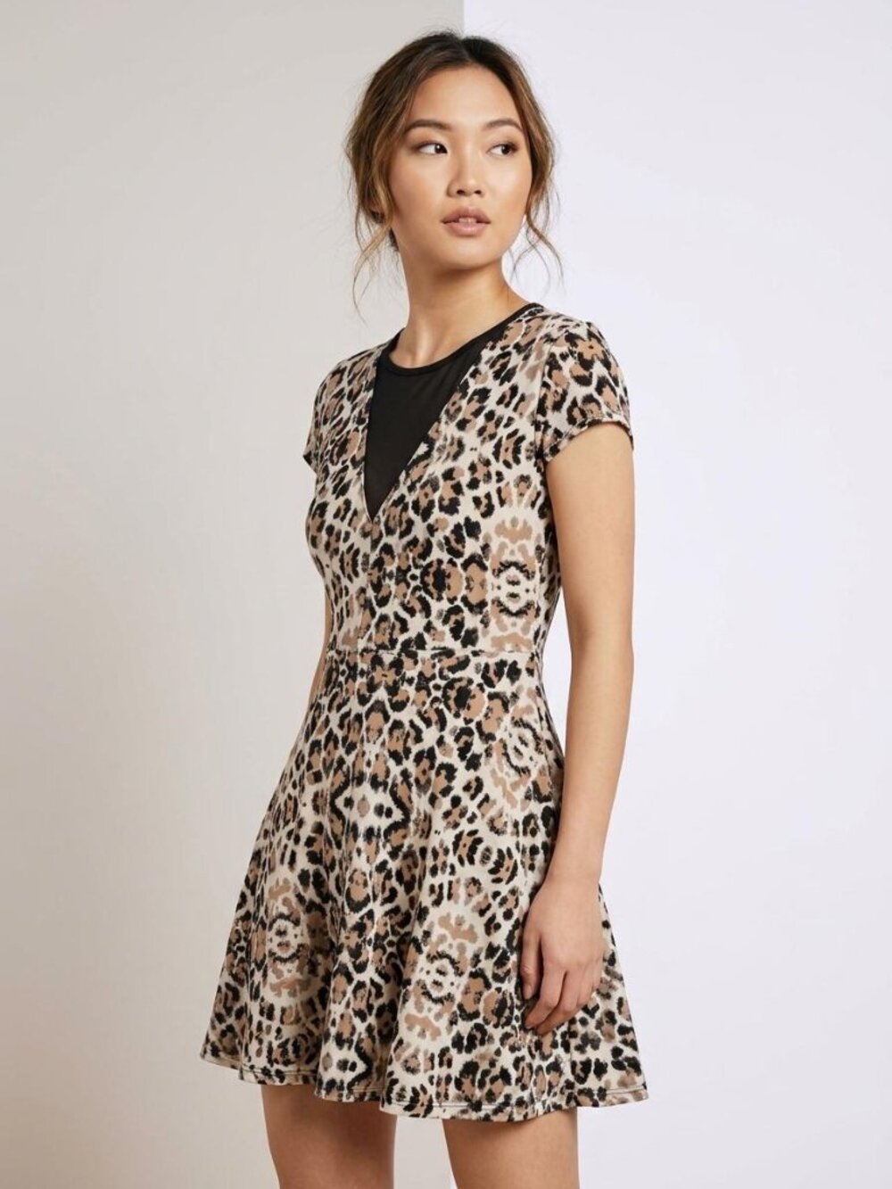 Urban Outfitters X Kimchi Blue Leopard Print Mesh insert Dress